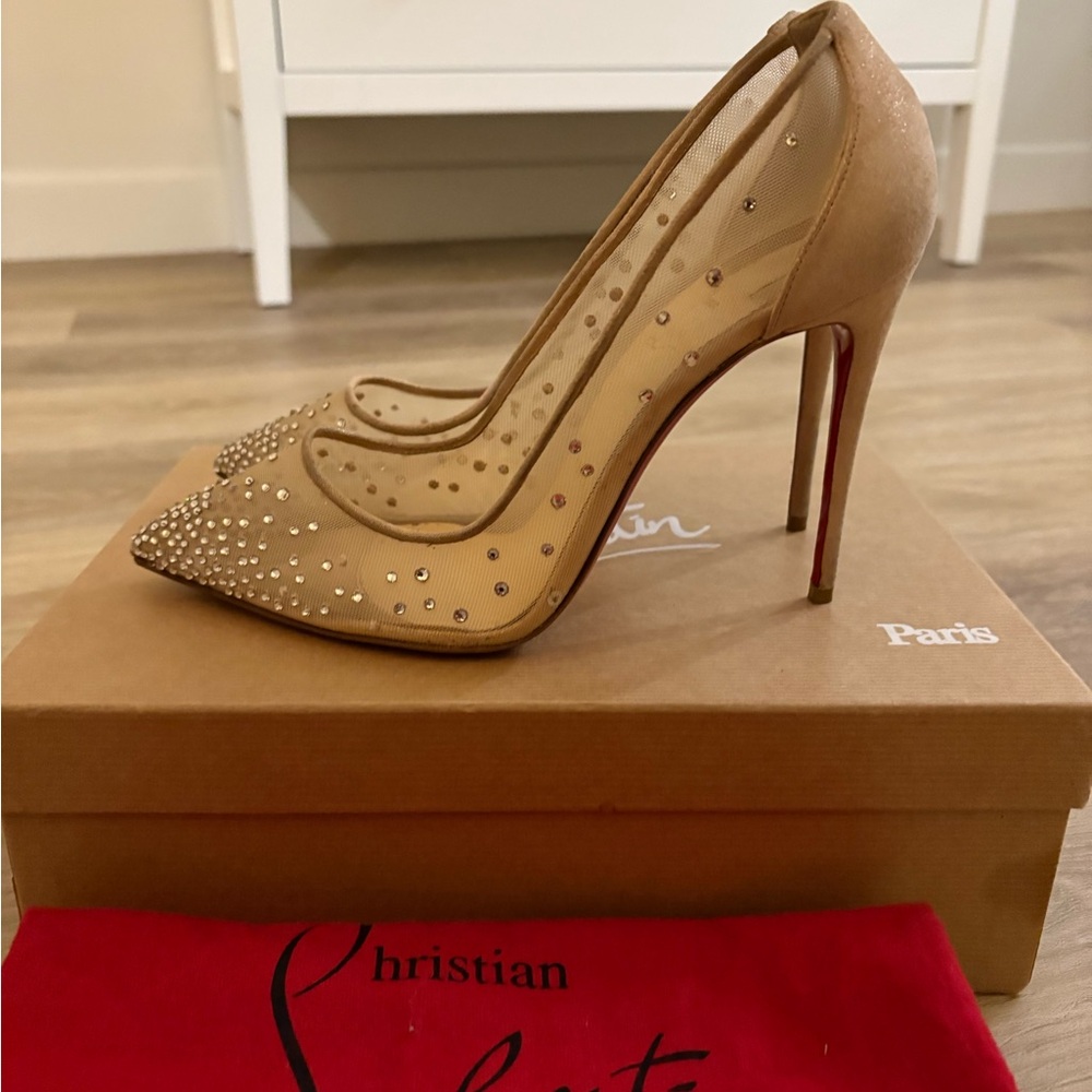 Christian Louboutin FOLLIES STRASS 100 RETE/SUEDE LAME
Size 38.5